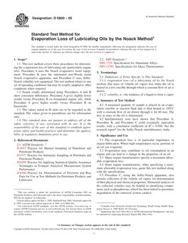 Evaporation Loss of Lubricating Oils by the Noack Method1