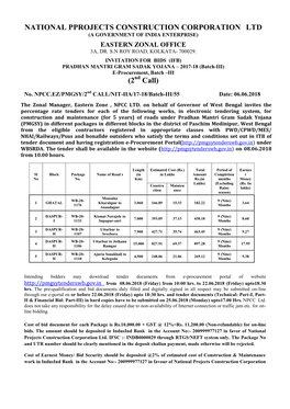 National Pprojects Construction Corporation Ltd (A Government of India Enterprise)