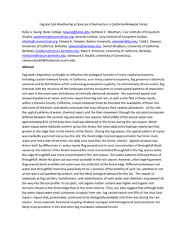 Fog and Soil Weathering As Sources of Nutrients in a California Redwood Forest