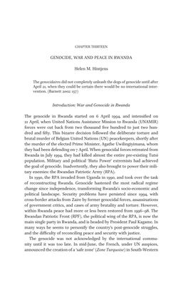 Genocide, War and Peace in Rwanda Helen M. Hintjens Introduction