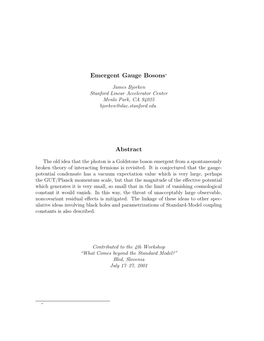 Emergent Gauge Bosons∗ Abstract