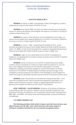 Executive Order N-08-21