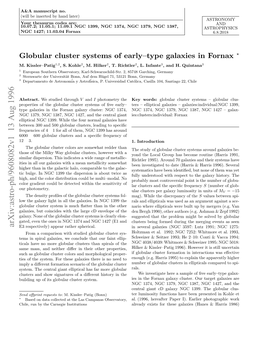 Globular Cluster Systems of Early--Type Galaxies in Fornax