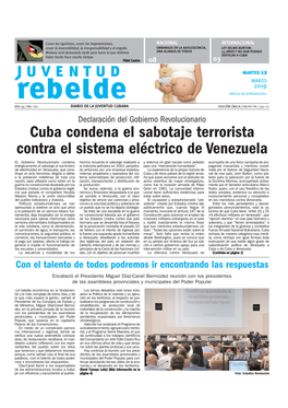 Cuba Condena El Sabotaje Terrorista Contra El Sistema Eléctrico De Venezuela