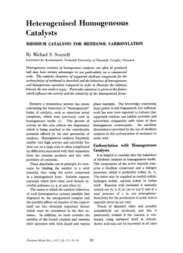 Heterogenised Homogeneous Catalysts