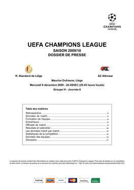 Uefa Champions League Saison 2009/10 Dossier De Presse