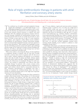 Role of Triple Antithrombotic Therapy in Patients with Atrial Fibrillation and Coronary Artery Stents