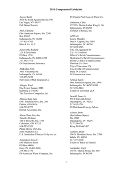 2011 Compensated Lobbyist List