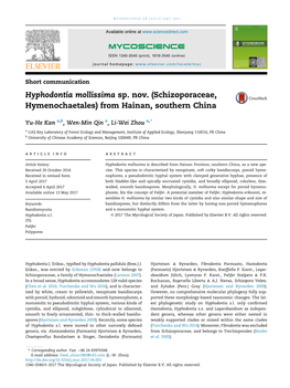 Schizoporaceae, Hymenochaetales) from Hainan, Southern China