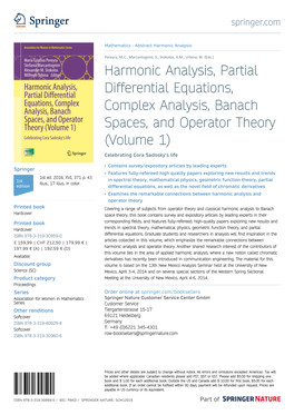 Harmonic Analysis, Partial Differential Equations, Complex Analysis, Banach Spaces, and Operator Theory (Volume 1) Celebrating Cora Sadosky's Life