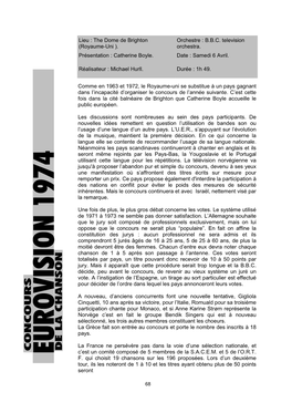 1974 Est Une Année Faste, Puisque Les Chansons Britannique, Italienne Et Néerlandaise Seront Également De Gros Succès