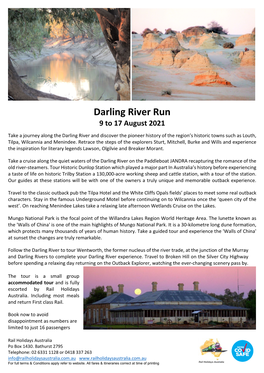 Darling River Run 9 to 17 August 2021