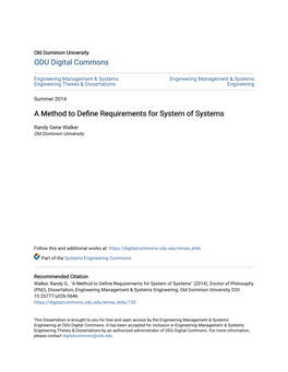 A Method to Define Requirements for System of Systems