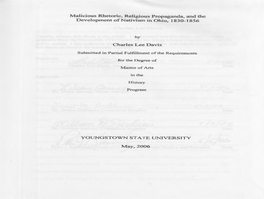 Malicious Rhetoric, Religious Propaganda, and the Development Ofnativism in Ohio, 1830-1856