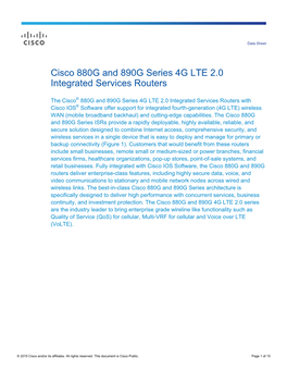 Cisco 880G and 890G Series 4G LTE 2.0 Integrated Services Routers