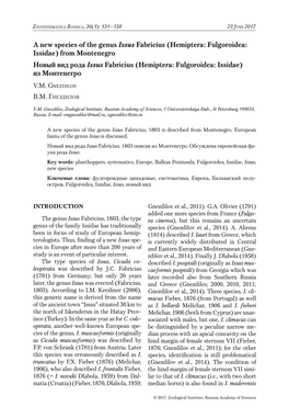 A New Species of the Genus Issus Fabricius (Hemiptera: Fulgoroidea: Issidae) from Montenegro