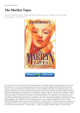 The Marilyn Tapes the Marilyn Tapes