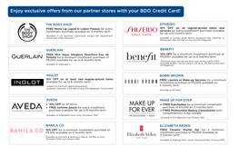 Enjoy Exclusive Ofers from Our Partner Stores with Your BDO Credit Card!