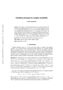 Euclidean Domains in Complex Manifolds 3