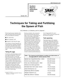 Techniques for Taking and Fertilizing the Spawn of Fish