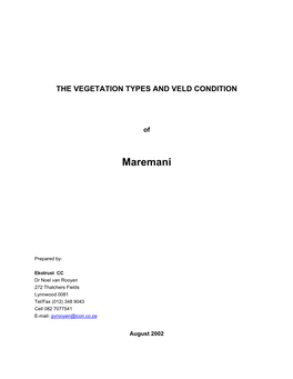 The Vegetation Types and Veld Condition