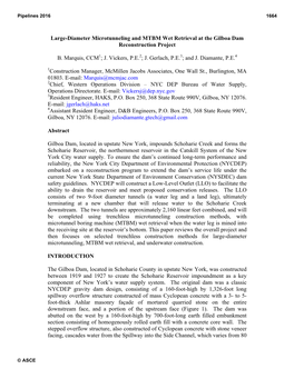 Large-Diameter Microtunneling and MTBM Wet Retrieval at the Gilboa Dam Reconstruction Project