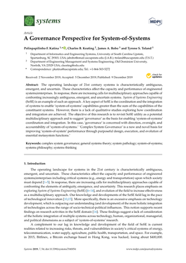 A Governance Perspective for System-Of-Systems