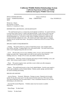California Wildlife Habitat Relationships System California Department of Fish and Wildlife California Interagency Wildlife Task Group