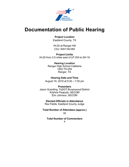 Public Hearing Summary Report