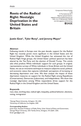 Nostalgic Deprivation in the United States and Britain