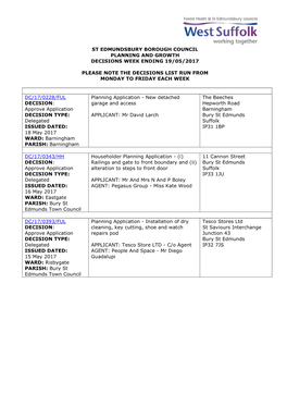 SEBC Planning Decisions 21/17