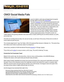 OMG! Social Media Fails by Jay Macdonald | Bankrate.Com