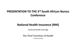 Top Secret Presentation on the White Paper on the National Health