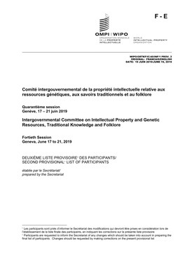 Comité Intergouvernemental De La Propriété Intellectuelle Relative Aux Ressources Génétiques, Aux Savoirs Traditionnels Et Au Folklore