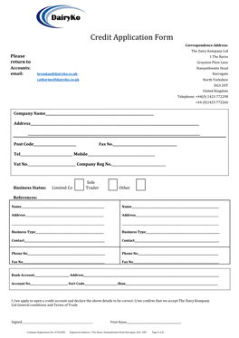 Credit Application Form