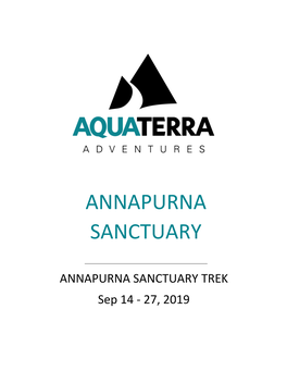 ANNAPURNA SANCTUARY TREK Sep 14 - 27, 2019
