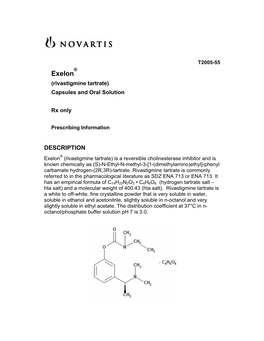 Exelon (Rivastigmine Tartrate) Capsules and Oral Solution