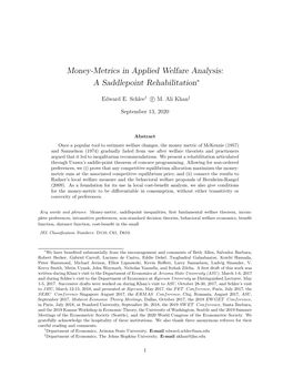 Money-Metrics in Applied Welfare Analysis: a Saddlepoint Rehabilitation∗