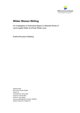 Wilder Women Writing