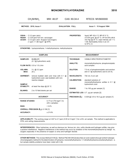 Monomethylhydrazine 3510