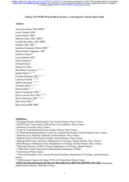 Cluster of COVID-19 in Northern France: a Retrospective Closed Cohort Study