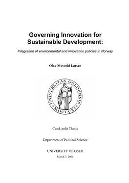 Governing Innovation for Sustainable Development