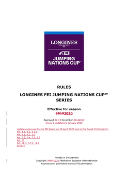 Rules for the Longines FEI Nations Cup™ Series