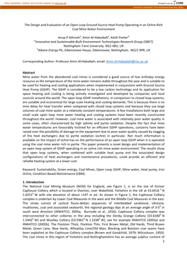 1 the Design and Evaluation of an Open Loop Ground Source Heat