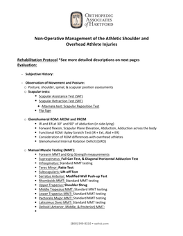 Non-Operative Management of the Athletic Shoulder and Overhead Athlete Injuries