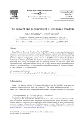 The Concept and Measurement of Economic Freedom