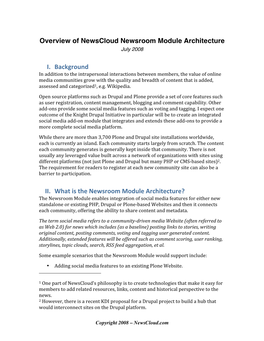 Overview of Newscloud Newsroom Module Architecture July 2008