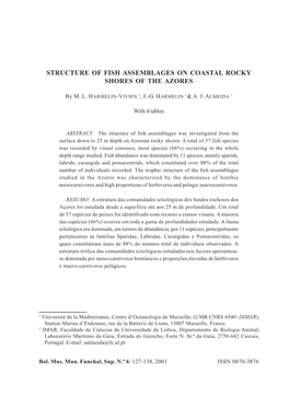 Structure of Fish Assemblages on Coastal Rocky Shores of the Azores