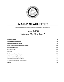 A.A.S.P. Newsletter