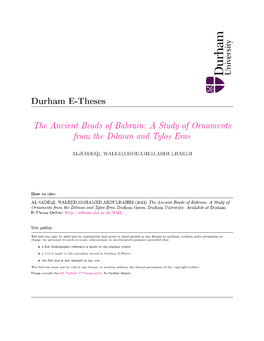 The Ancient Beads of Bahrain: a Study of Ornaments from the Dilmun and Tylos Eras